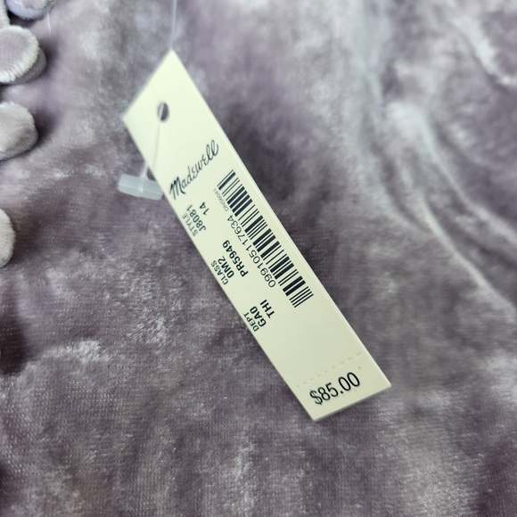 NWT Madewell Velvet Button-Down Cami Top - Lilac Purple - Size 14 - Picture 8 of 14